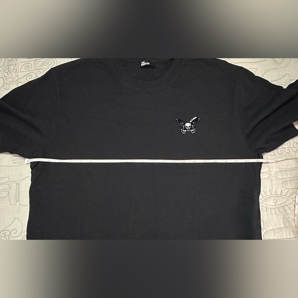 NWT The Kooples Flocked Skull Butterfly Tee Black Cotton - Picture 9 of 14